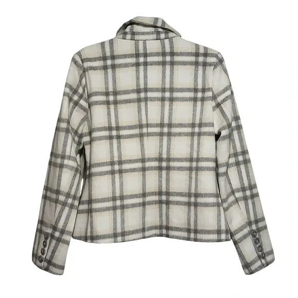 BAGATELLE COLLECTION Women's Plaid Blazer Jacket Cream Gray Size M Single Button - Picture 3 of 12